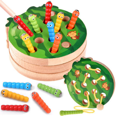 Drevená Montessori hračka – Melón s červíkmi